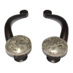 Myterra Gemstone Hardware - Gemstone 4" Cabinet Pull, Peruvian Pyrite - Cabinet And Drawer Handle Pulls