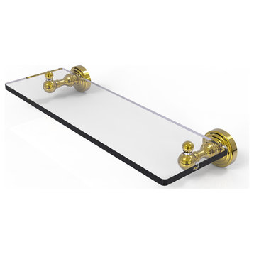 Waverly Place 16" Glass Vanity Shelf with Beveled Edges, Polished Brass