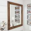 Farmhouse Bathroom Vanity Mirror With Decorative Nails, 24"x31", Walnut