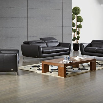 Bond Modern Sofa Set | Black Leather