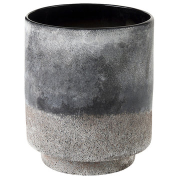Squally 8.0Lx8.0Wx8.6H Black/Brown Ceramic Ombre Textured Vase
