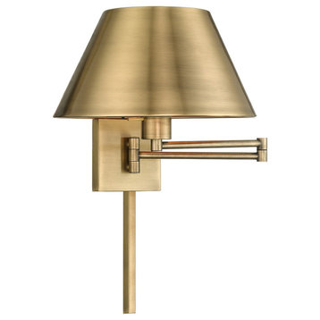 Livex Lighting Antique Brass 1-Light Swing Arm Wall Lamp