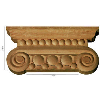 Hand Carved Classic Ionic Capital, Basswood