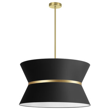 Black Transitional Pendant With Aged Brass Metal