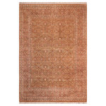 Bareens Designer Rugs - Pak Persian Roselle Brown/Green Wool Rug 8'1'' x 10'10'' - Designed with mesmerizing intricacy and gorgeous color palette, this hand-knotted masterpiece demonstrates the beauty and electrifying thrill of Pak Persian art. These meticulously hand-knotted Pak-Persian rug is made with pure wool and features breathtaking traditional, transitional, and tribal designs in bold luxurious color pallets. Known for their intricate designs these rugs are a reproduction of Persian rugs, made in Pakistan with unique Mughal designs. Made by master weavers using the same Persian texture, design and dying technique, we wanted to produce the most significant manifestation of Persian art, life, and culture. This rug is most famous for its exceptional quality, incredible designs, patterns, and vibrant rich color. Pak-Persian rugs made with Persian weave with high knot counts, which enables the high intricacy and detail found in the patterns are also referred to as "State of art", each color adds a rich beautiful detail in the artwork of this rug. The design, color, and beautiful chromatic composition with a vibrant sheen with intricate designs, exude beauty, elegance, and quality make this rug a masterpiece of its own.
