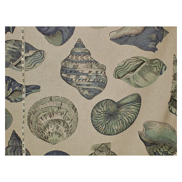 Seashell Fabric Nautilus Sea Glass Green Blue Aqua, Standard Cut