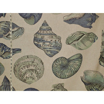 Blue Aqua Seashell Fabric Sea Glass Green, Standard Cut