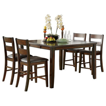 Lexicon Mantello 5-Piece Transitional Wood Counter Height Dining Set in Cherry