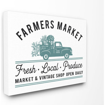 Farmer's Market Icon Vintage Sign, 16"x20", Stretched Canvas Wall Art