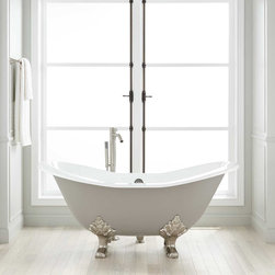 61" ARABELLA CAST IRON DOUBLE-SLIPPER TUB - LION PAW FEET - MEDIUM GRAY - Bathtubs