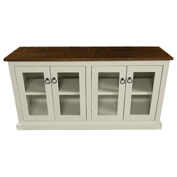 70" Rustic Two Tone Sideboard Buffet, Soft White