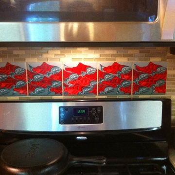 Canadian Native Art Tile Mural for Small Kitchen Remodel