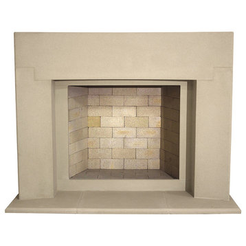 Crescent Cast Stone Fireplace Mantel, Buff