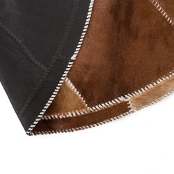 Modern Cowhide Patchwork Area Rug, Turtle Shape, Handmade, Brown, 7'0"x5'2" - Area Rugs