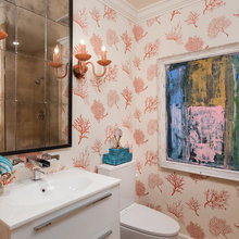Master bath wallpaper