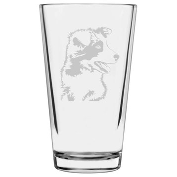Border Collie Dog Themed Etched All Purpose 16oz. Libbey Pint Glass