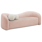 Meridian Furniture - Kali Faux Shearling Teddy Fabric Upholseterd  Sofa, Pink - Go casual in your space with this Kali faux shearling teddy fabric sofa. This uber-cozy sofa is perfect for so many rooms in the home, from the living room or family room to a bedroom or basement. The faux shearling upholstery covers every square inch in yielding softness that cradles your body in the ultimate comfort. Eucalyptus wood construction makes the frame sturdy and stout, so the chair holds up to long-term use in your busy home.