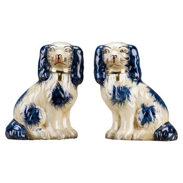 Staffordshire Reproduction Dogs, 6", Blue, 2-Piece Set