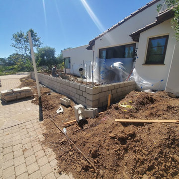 free standing wall and santa barbara stucco