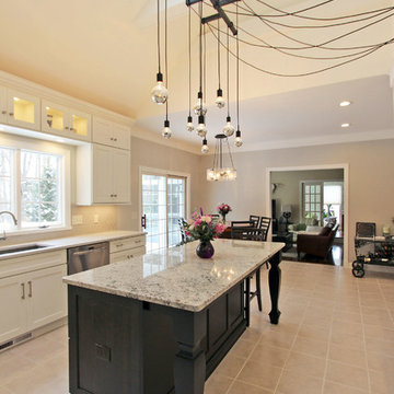 Stunning White Kitchen and Onyx Island with Refaced Butler's Pantry