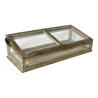 Vintage Antique Style Wood Glass Tabletop Display Case | Hinge Lid Jewelry  Store - Farmhouse - Decorative Boxes - by My Swanky Home | Houzz