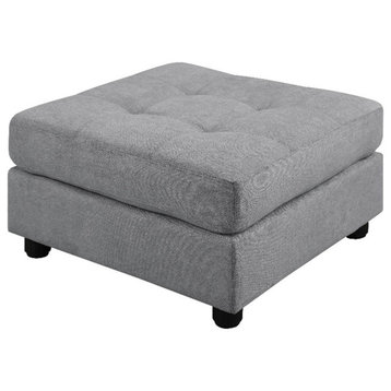Coaster Claude Contemporary Chenille Upholstery Tufted Ottoman in Gray