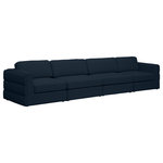 Meridian Furniture - Beckham Linen Textured Fabric Upholstered 4-Piece Modular Sofa, Navy - Liven up your living space with this Beckham navy durable linen polyester fabric sofa. Its navy color complements any contemporary home decor, while its durable linen and polyester fabric upholstery provides you with a soft and comfortable place to sit. This sofa is modular, so you can create infinite configurations, which are easily attached using the attachment latch underneath. Its linen, wood, and foam construction guarantees stability for years to come.