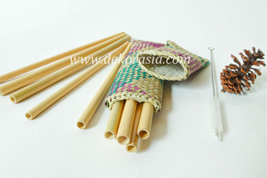 Bamboo Straw Set with Flip Oval Package Type A