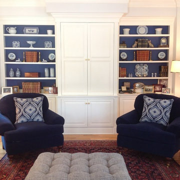 Navy and white family room