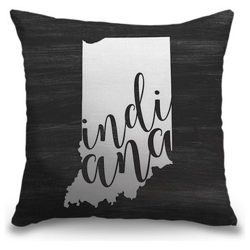 "Home State Typography - Indiana" Outdoor Pillow 16"x16"