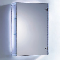 Fab Glass and Mirror Stylish Single Door LED Mirror Cabinet with Side Shelves an - Products