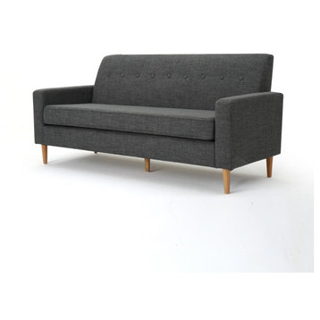 GDF Studio Stratford Mid Century Modern Fabric 3-Seat Sofa, Gray