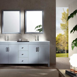 72 inch Contemporary Double Sink Bathroom Vanity Set in Grey Finish - Bathroom Vanities And Sink Consoles