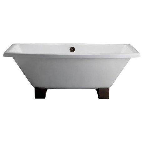 Nova 67" Rectangular Dual Cast Iron Bathtub, Deck Mount