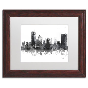 Marlene Watson 'Toledo Ohio Skyline BG-1' Art, Wood Frame, 11"x14", White Matte