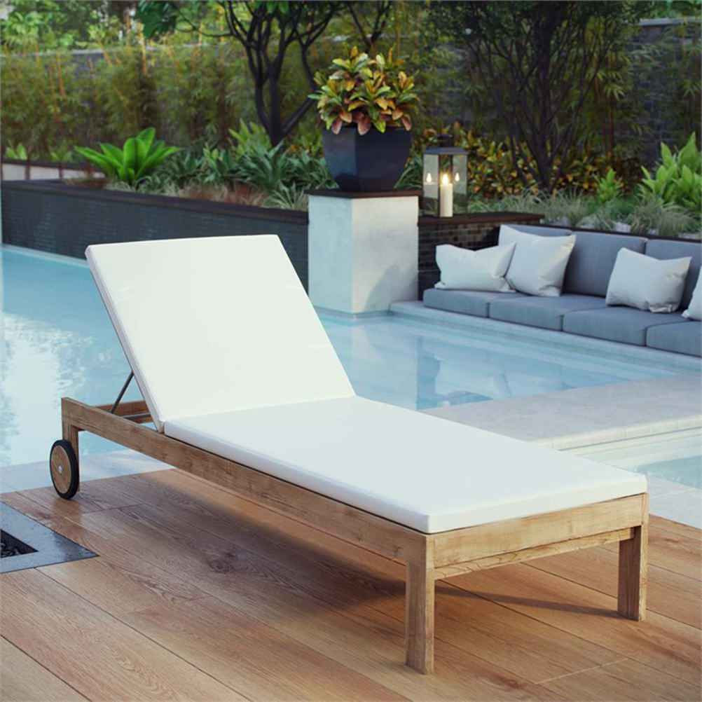 Modway Upland Teak Wood Outdoor Patio armchair with Cushions in Natural White main image 1