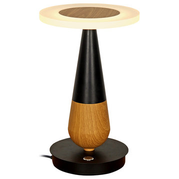 Silva 12" ETL Certified Integrated LED Table Lamp, Plated Black Wood Finish