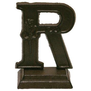 Iron Ornate Standing Monogram Letter R Tabletop Figurine 5 Inches