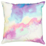 LR Home - Neoteric Watercolor Indoor/Outdoor Throw Pillow, 18"x18" - Add color and a soft touch to your space, indoor or out! This 100% polyester Watercolor pillow was handmade with versatility in mind. Sturdy enough to withstand the elements of the great outdoors while simultaneously being deliciously plush, this piece features an abstract watercolor design on the front and a pop of bright blue on the back. This pillow is sure to add color and cushion to any decor, from the living room to the patio.