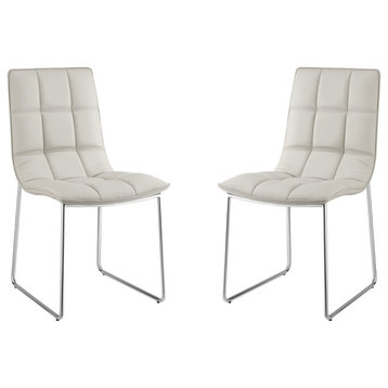 Leandro Set of 2 Dining Chair, Pu Leather, White