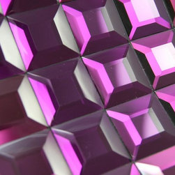 Glossy Purple 3D Modern Square Glass Mosaic Tiles - Home Accessories & Decor