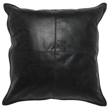 Kosas Home Cheyenne 22x22" Authentic Leather Throw Pillow in Black