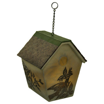 Elegant Rustic LED Hanging Birdhouse Accent Lamp