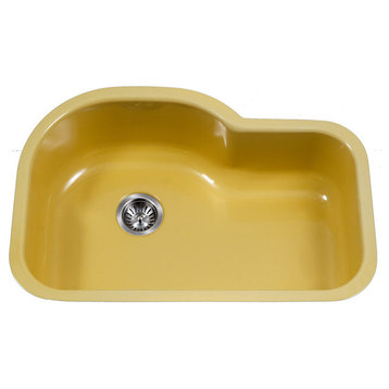 Porcela Series Offset Single Kitchen Sink, 31", Lemon