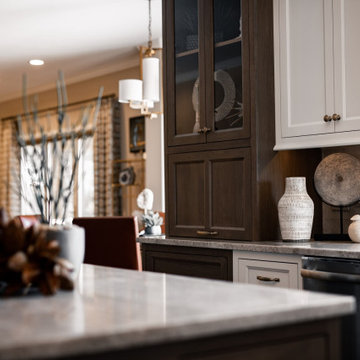 White and Stained Wood Cabinets