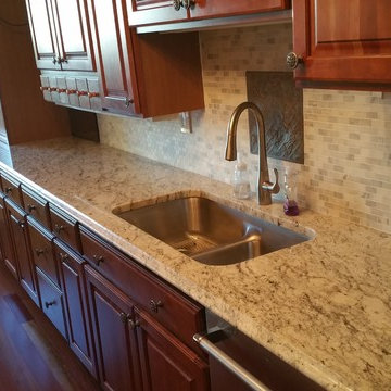 African Rainbow Granite, Tile Backsplash installation
