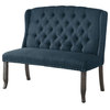 Furniture of America Sinuata Fabric Tufted 2-Seater Loveseat Bench in Blue