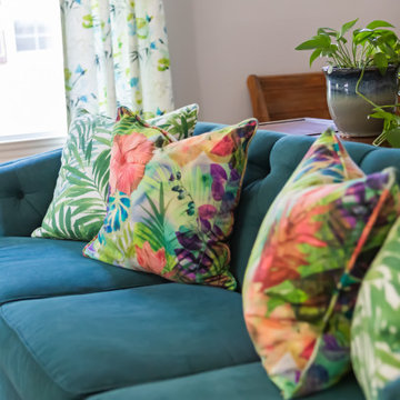 Blue and green living room