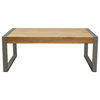 Industrial Modern Teak and Iron Coffee Table
