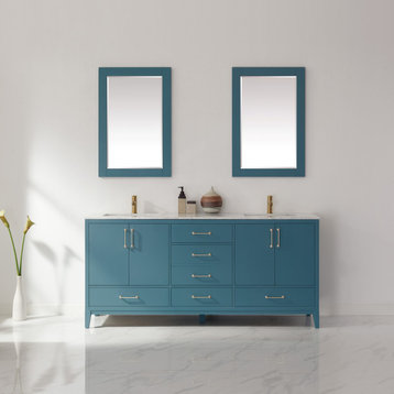 Sutton Royal Green Bathroom Vanity Set, 72", With Mirror